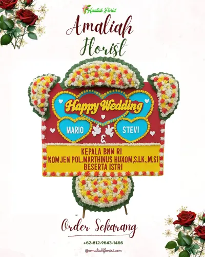 Karangan Papan Bunga Pernikahan di Terusan